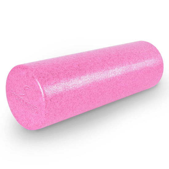Picture of ProsourceFit High Density Foam Rollers 18 - inches long, Firm Full Body Athletic Massager for Back Stretching, Yoga, Pilates, Post Workout Trigger Point Release, Pink