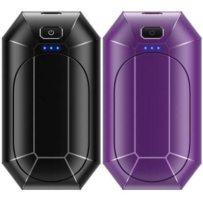 Picture of Hand Warmers Rechargeable, Dnaleao 2 Pack 4000mAh Electric Portable Pocket Heater, Heat Therapy Great for Outdoors, Hunting, Golf, Camping, Warm Gifts（Black & Purple）
