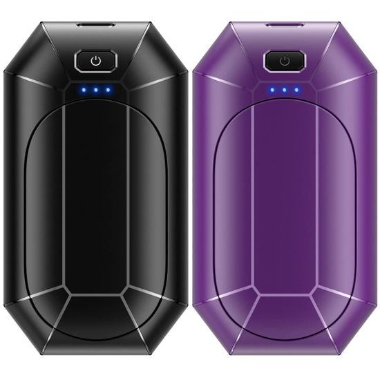 Picture of Hand Warmers Rechargeable, Dnaleao 2 Pack 4000mAh Electric Portable Pocket Heater, Heat Therapy Great for Outdoors, Hunting, Golf, Camping, Warm Gifts（Black & Purple）