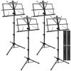 Picture of 4 Pack Music Stand, 2 in 1 Dual-Use Folding Sheet Music Stand, Lightweight Portable Adjustable Desktop Book Stand with Music Sheet Clip Holder & Carrying Bag(4 Pack Black)
