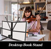 Picture of 4 Pack Music Stand, 2 in 1 Dual-Use Folding Sheet Music Stand, Lightweight Portable Adjustable Desktop Book Stand with Music Sheet Clip Holder & Carrying Bag(4 Pack Black)