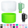 Picture of LONPARRY 2-Pack Silicone Boot for Stanley Cup Quencher IceFlow Rubber Bottom Sleeve Protector for Stanley Tumbler HydroFlask Car Travel Cup Bottle Bottom (Clear+Grass Green)