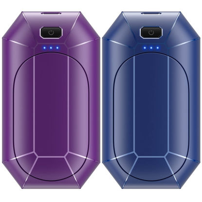 Picture of Hand Warmers Rechargeable, Dnaleao 2 Pack 4000mAh Electric Portable Pocket Heater, Heat Therapy Great for Outdoors, Hunting, Golf, Camping, Warm Gifts（Purple & Blue）