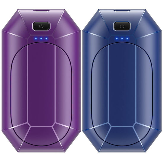 Picture of Hand Warmers Rechargeable, Dnaleao 2 Pack 4000mAh Electric Portable Pocket Heater, Heat Therapy Great for Outdoors, Hunting, Golf, Camping, Warm Gifts（Purple & Blue）