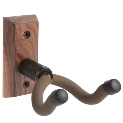 Picture of VEINTICO Guitar Wall Mount, Guitar Wall Hanger Hook Bracket Holder for Acoustic and Electric Guitars Bass Banjo Mandolin, Black Walnut Wood Base-Brown Silicone