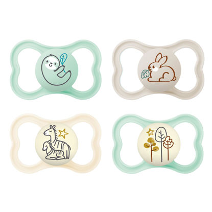 Picture of MAM Air Day & Night Baby Pacifier, for Sensitive Skin, Glows in The Dark, 16+ Months, Unisex, 4 Count, (Pack of 1)