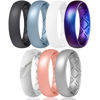 Picture of Egnaro Inner Arc Ergonomic Breathable Design, Silicone Rings for Women with Half Sizes, Women's Silicone Wedding Band, 6mm Wide - 2mm Thick