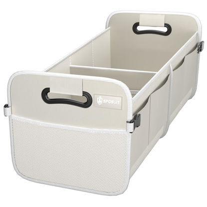 Picture of Sposuit Trunk Organizer for Car - 70L Collapsible Trunk Storage with 11 Pockets & Reinforced Handles, SUV Trunk Organizers for Grocery Cargo(White)