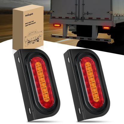 Picture of Nilight 6 Inch Oval Trailer Tail Light 2 PCS Red Brake Stop Amber Left Right Turn Signals Light with Flush Mount Grommets Plugs Mounting Brackets for RV Truck Trailer Luggage Rack