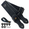 Picture of Nefelibata Guitar Strap with Pick Pocket,2.3 inch Porter Style Leather Carving Guitar Straps with Leather Ends,60s Vintage Style（Black）