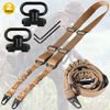 Picture of REERON 2 Point Sling & Mloc Sling Mount - Adjustable Extra Long Two Point Traditional Rifle Sling with 2 Pack 1.25" QD Sling Swivels Mounts for M Lock Rail System (Khaki Sling + 2 Pack Sling Mounts)