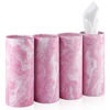 Picture of SINGARO Car Tissue Holder, 4 Pack Car Cup Holder Facial Tissues with Kleenex Travel Tissue Bag, Quick and Convenient Flower Combination Car Tissue Box(4 Canisters/200 Tissues) Pink
