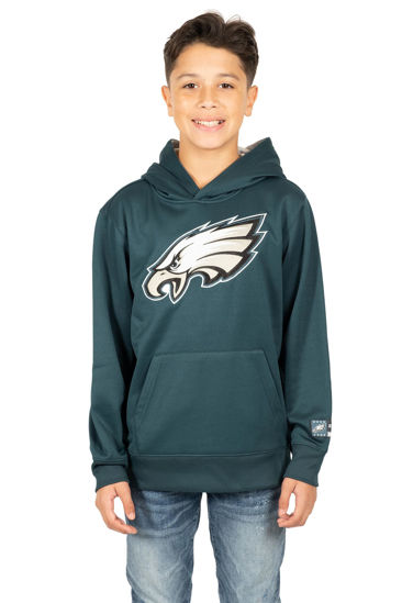 Picture of Ultra Game NFL Boys Extra Soft Fleece Pullover Hoodie Sweatshirt, Philadelphia Eagles, Team Color, 18-20