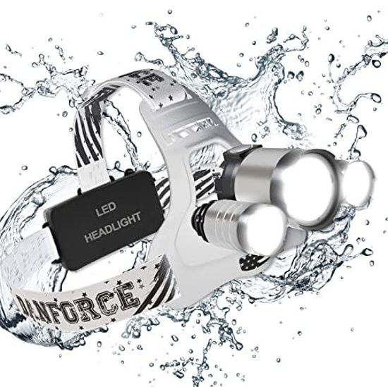 Picture of DanForce Headlamp. USB Rechargeable LED Head Lamp. Ultra Bright CREE 1080 Lumen Headlamp Flashlight + Red Light. HeadLamps for Adults, Camping, Outdoors & Hard Hat Light. Zoomable IPX54 Headlight