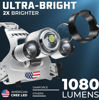 Picture of DanForce Headlamp. USB Rechargeable LED Head Lamp. Ultra Bright CREE 1080 Lumen Headlamp Flashlight + Red Light. HeadLamps for Adults, Camping, Outdoors & Hard Hat Light. Zoomable IPX54 Headlight