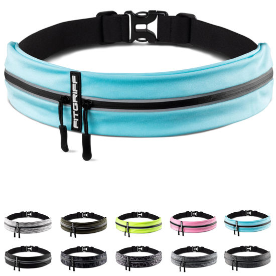 Picture of Fitgriff® Running Belt for Men & Women - Secure Jogging Pouch for Phone, Keys & Essentials - For All Cell Phones, (Cyan, 24.5" - 35.5" Waist Size)