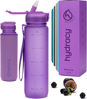 Picture of Hydracy Water Bottle with Times to Drink & Straw - Large 32 Oz BPA Free Motivational Water Bottle & No Sweat Sleeve -Leak Proof Gym Bottle with Time Marker - Ideal Gift for Fitness, Sports & Outdoors