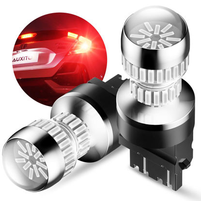 Picture of AUXITO Newest T25 3156 3157 LED Strobe Brake Lights Bulbs, Red Flashing Stop Light, Super Bright 3056 3057 3047 3155 3457 4057 4117 4157 Flashing Strobe Blinking LED Tail Light Bulbs, Pack of 2
