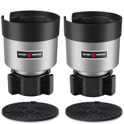 Picture of SEVEN SPARTA 2 Pack Car Cup Holder Expander Organizer Adjustable Base, Compatible with Yeti 20/26/30 oz, Hydro Flasks 32/40oz, Nalgenes 30/32/38/48 oz, Other Bottles in 3.4"-3.8" (Silver)