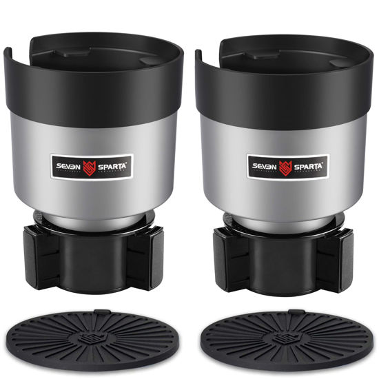 Picture of SEVEN SPARTA 2 Pack Car Cup Holder Expander Organizer Adjustable Base, Compatible with Yeti 20/26/30 oz, Hydro Flasks 32/40oz, Nalgenes 30/32/38/48 oz, Other Bottles in 3.4"-3.8" (Silver)