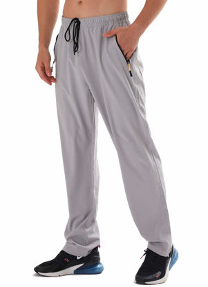 Picture of AIRIKE Pants for Men Quick Dry Polyester Lightweight Athletic Hiking Gym Casual Elastic Waist Sweatpants with Pockets