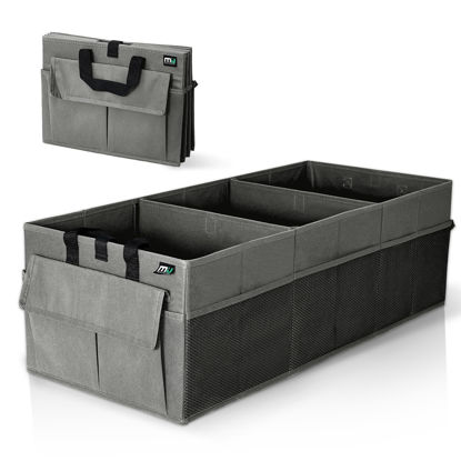 Picture of MIU COLOR Trunk Organizer for Car, 12 Pockets Sturdy Car Organizer for SUV, Non-Slip Bottom, Car Storage Organizer for Sedans, Van, Jeep, Grocery, Large 3 Compartments, Dark Gray 31.9"×12.6"×10.6"