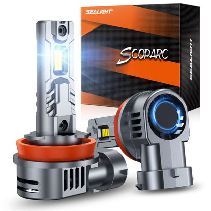 Picture of SEALIGHT S2S 2024 Newest H11/H9/H8/H16 LED Bulbs, 1:1 Mini Size 22000LM 500% Ultra Brightness 6500K Cool White with 14000RPM Cooling Fan, Halogen Replacement Bulbs, Plug-N-Play, Pack of 2