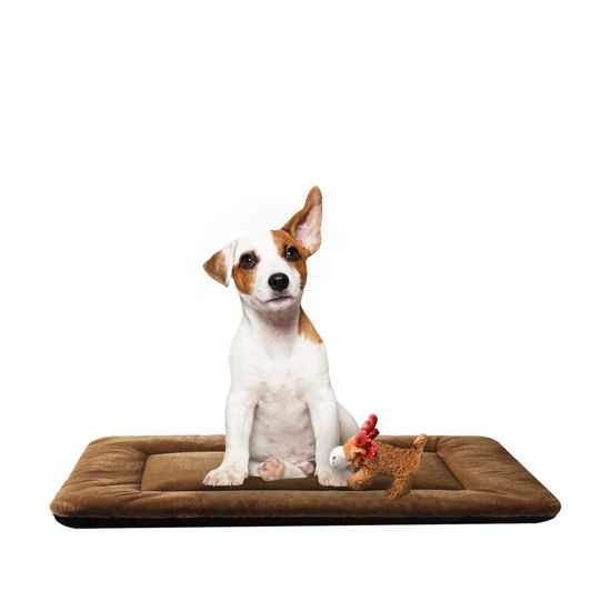 Picture of VERZEY Dog Bed, Ultra Soft Faux Fur Dog Crate Pad for Medium Dogs, 30inch, Brown, Machine Washable, Anti-Slip