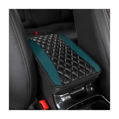 Picture of Moly Magnolia Car Center Console Cushion Pad, Universal Leather Waterproof Armrest Seat Box Cover Protector,Comfortable Car Decor Accessories Fit for Most Vehicle SUV (Blackish Green)