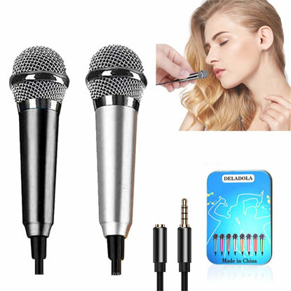 Picture of (2pack) Mini Microphone Tiny Microphone for Mobile Phone Laptop Notebook Apple iPhone Sumsung Android（Silver+Black）