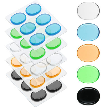 Picture of Fiada 30 Pieces Drum Dampeners Gels Silicone Gel Pads Soft Drum Dampeners for Drums Cymbals Tone Control (Orange, Green, Blue, Black, Clear)