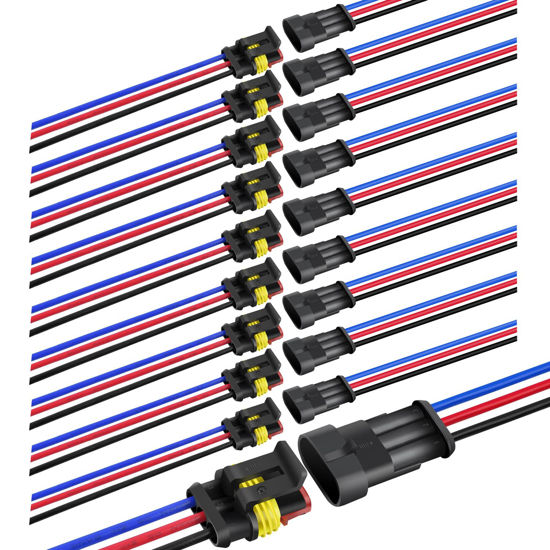 Picture of Nilight 3Pin Electrical Wire Connectors Male and Female Plug Socket Quick Disconnect Waterproof Plug and Play Wire Terminals for Automotive Cars Trucks Motorcycles Marine Boats