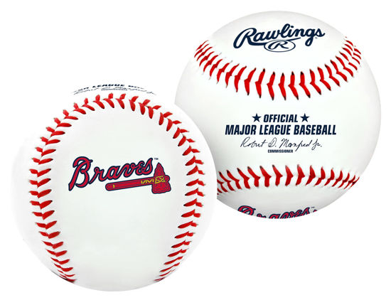 Picture of Rawlings MLB Atlanta Braves Team Logo Baseball, Official, White