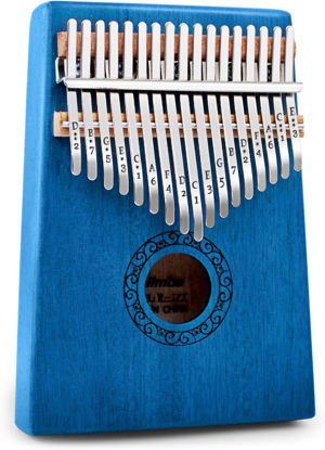 Picture of Kalimba Thumb Piano,YUNDIE Portable 17 Keys Mbira Finger Piano with Tune Hammer and Study Instruction,Musical Instruments Gift for Kid Adult Beginners Professional(Blue)