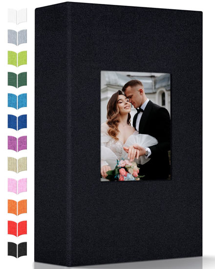 Picture of Artfeel Photo Album 4x6 with 300 Pockets,Slip-in Picture Albums,Linen Cover Memory Book with Front Window,White Page Vertical Photo Book for Wedding,Family,Anniversare,Baby,Vacation