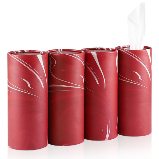 Picture of SINGARO Car Tissue Holder, 4 Pack Car Cup Holder Facial Tissues with Kleenex Travel Tissue Bag, Quick and Convenient Flower Combination Car Tissue Box(4 Canisters/200 Tissues) Red