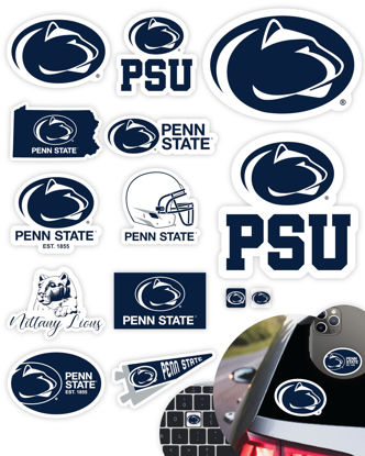 Picture of Penn State Stickers (14 Stickers) 2 Large 5" for Car Windows 10 Medium 2.5" for Water Bottles Laptops Phones and 2 Mini Keyboard Decals Gift for Men or Women Football Fans (Penn State Nittany Lions)