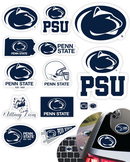 Picture of Penn State Stickers (14 Stickers) 2 Large 5" for Car Windows 10 Medium 2.5" for Water Bottles Laptops Phones and 2 Mini Keyboard Decals Gift for Men or Women Football Fans (Penn State Nittany Lions)