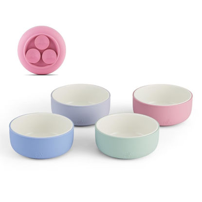 Picture of Elk and Friends Kids Porcelain Bowls with Silicone Suction Sleeve | Kids/Toddler/Baby Feeding | Microwave & Dishwasher Safe | Non slip | Cereal/Soup/Snack Dishes & Dinnerware