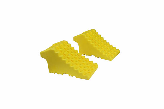 Picture of MAXXHAUL 50503 High Visibility Heavy Duty Poly Foam Wheel Chock 8" x 4" x 4" - Pair