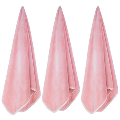 Picture of Wuwahold Microfiber Gym Towels Bigger Size Super Soft for Exercise Fitness, Sports, Workout, 380-GSM 15-Inch x 31-Inch Quick-Drying Towels (3 Pack, Pure Pink)