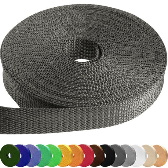 Picture of TECEUM 1 Inch Webbing - Charcoal - 25 Yards - 1” Webbing for Climbing Outdoors Indoors Crafting DIY