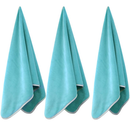 Picture of Wuwahold Microfiber Gym Towels Bigger Size Super Soft for Exercise Fitness, Sports, Workout, 380-GSM 15-Inch x 31-Inch Quick-Drying Towels (3 Pack, Pure Green)