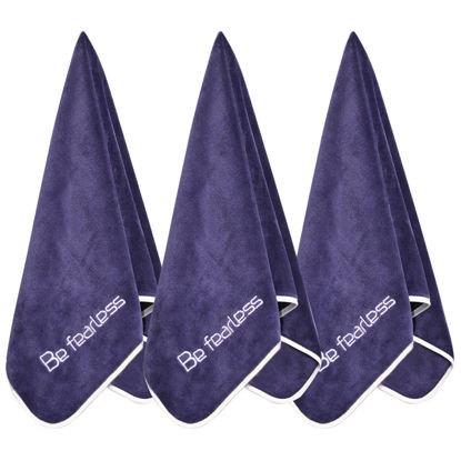 Picture of Wuwahold Microfiber Gym Towels Bigger Size Super Soft for Exercise Fitness, Sports, Workout, 380-GSM 15-Inch x 31-Inch Quick-Drying Towels (3 Pack, Navy Blue)