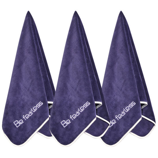 Picture of Wuwahold Microfiber Gym Towels Bigger Size Super Soft for Exercise Fitness, Sports, Workout, 380-GSM 15-Inch x 31-Inch Quick-Drying Towels (3 Pack, Navy Blue)