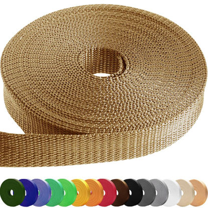 Picture of TECEUM 2 Inch Webbing - Tan - 50 Yards - 2” Heavy-Duty Wide Webbing for Climbing Outdoors Indoors Crafting DIY
