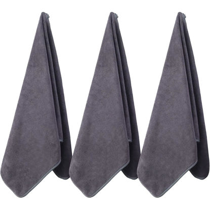 Picture of Wuwahold Microfiber Gym Towels Bigger Size Super Soft for Exercise Fitness, Sports, Workout, 380-GSM 15-Inch x 31-Inch Quick-Drying Towels (3 Pack, Pure Grey)