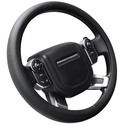 Picture of SEG Direct Car Steering Wheel Cover for F-150 Tundra Range Rover 15 1/2" - 16", Black Microfiber Leather