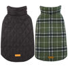 Picture of Kuoser Warm Dog Coat, Reversible Dog Jacket Waterproof Dog Winter Coat British Style Plaid Dog Clothes Pet Dog Cold Weather Coats Cozy Snow Jacket Vest for Small Medium Large Dogs Olive Green XS
