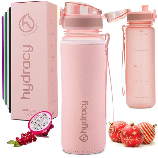 Picture of Hydracy 17 oz Motivational Water Bottle with Time Marker, Reusable Water Bottle With Strap, Leak Proof Chug Lid, Kids Water Bottle with Times to Drink and Fruit Infusion Strainer